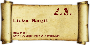 Licker Margit névjegykártya